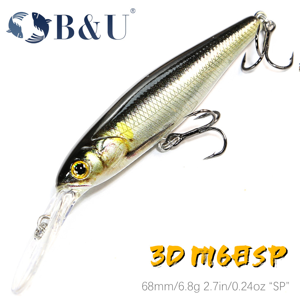 Fishing Lure Jerkbait - B&U 68mm 3D-Druck Shad Suspending Minnow